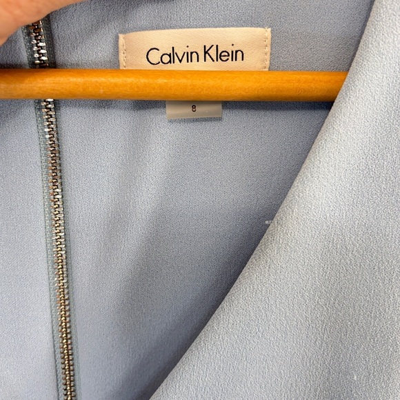 Calvin Klein Blue Flutter Sleeve Midi Dress - Picture 3 of 5